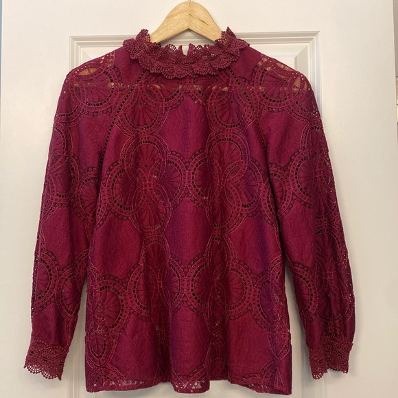 Sezane Bianca Blouse Size 34, Burgundy - Picture 2 of 4